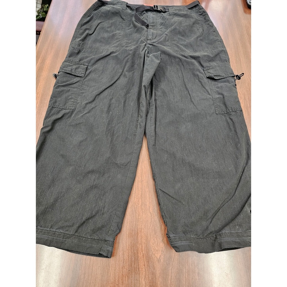 Gloria Vanderbilt Womens Cargo Capri Pants Black Adjustable Waist Outdoor SZ 14